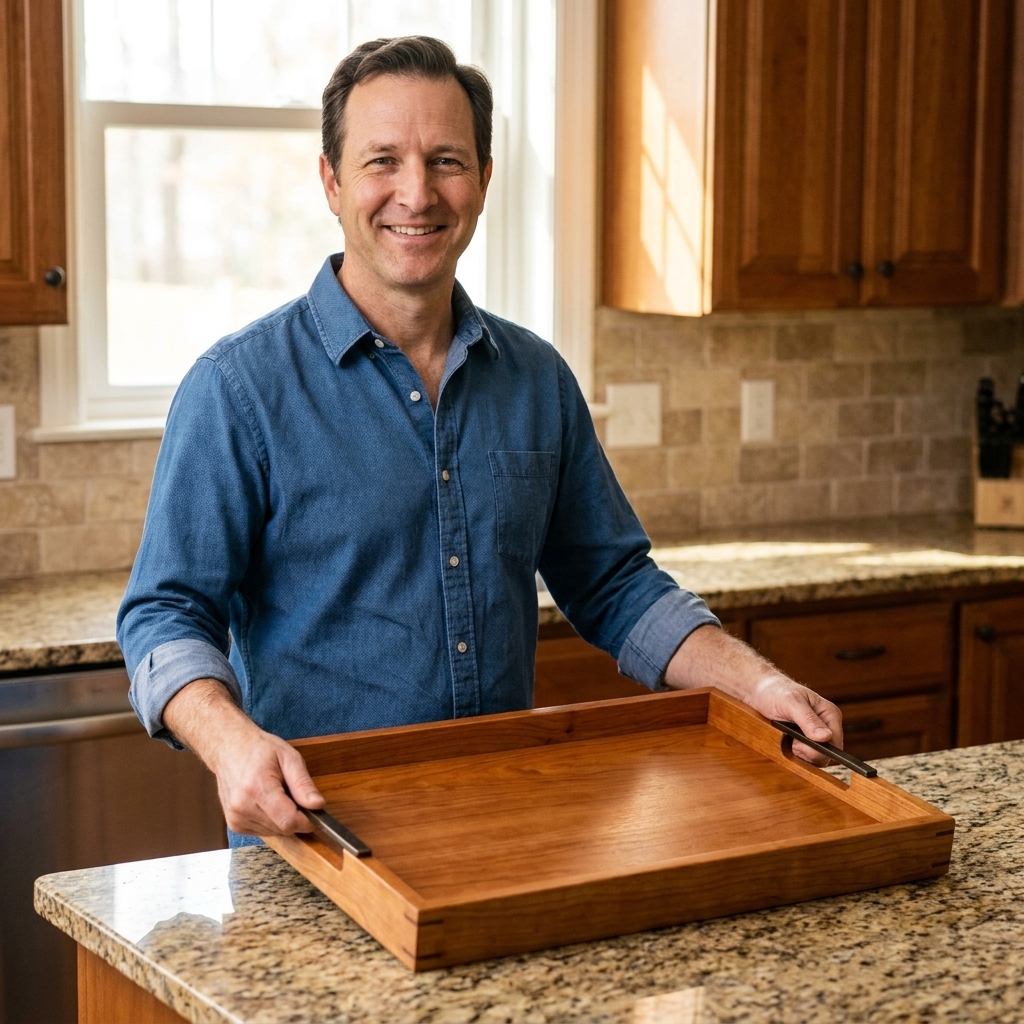 Decorative Wooden Serving Tray with Handles
