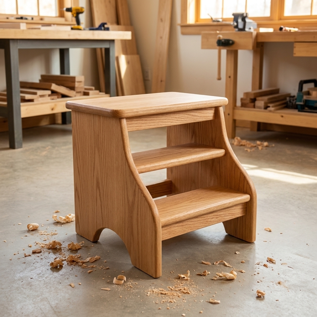 Simple Wooden Step Stool for Kids